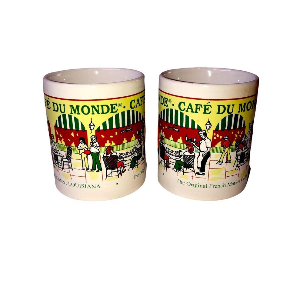 Cafe du Monde Coffee Cups; Pair of Mugs; New Orleans Coffee Shop; Set of 2 cups